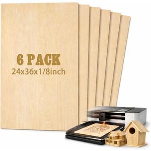 Juexica 6 Pcs 24" X 36" X 1/8" Basswood Sheets 3mm Plywood Board Craft Wood Thin Sheets for Arts Crafts Woodworking Scroll Sawing Projects Painting Drawing Laser Cutting Projects