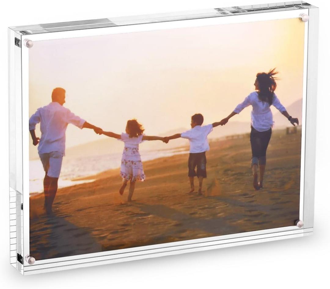 Acrylic Photo Frame 8.5 by 11 inch Double Sided Frameless Picture Frame Magnetic Acrylic Block Desktop Photo Display Holder Thickness 30mm (8.5"x11")