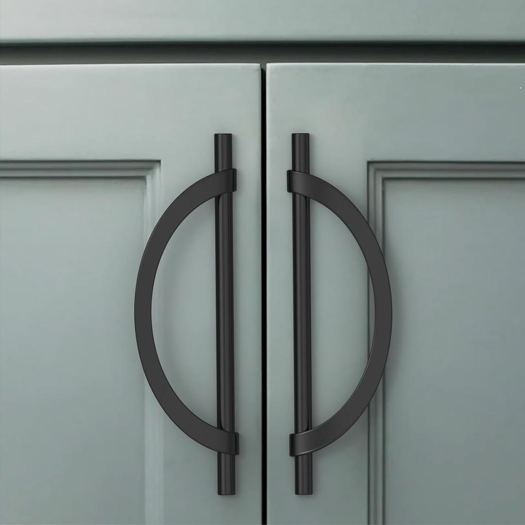 Amerdeco 10 Pack Matte Black Cabinet Pulls 7.5 Inch(192MM) Hole Centers Kitchen Cabinet Handles Hardware Kitchen Handles for Cabinets Cupboard Handles Drawer Pulls ZH0027