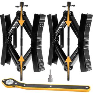 Camper Wheel Chock Stabilizer 2 Sets, Double Speed Heavy Duty Truck RV Tire Scissor Locking X Chock, Camper Accessories for Travel Trailers Tire Chalks, Anti Rust Coating, Fit for 3.5 to 12
