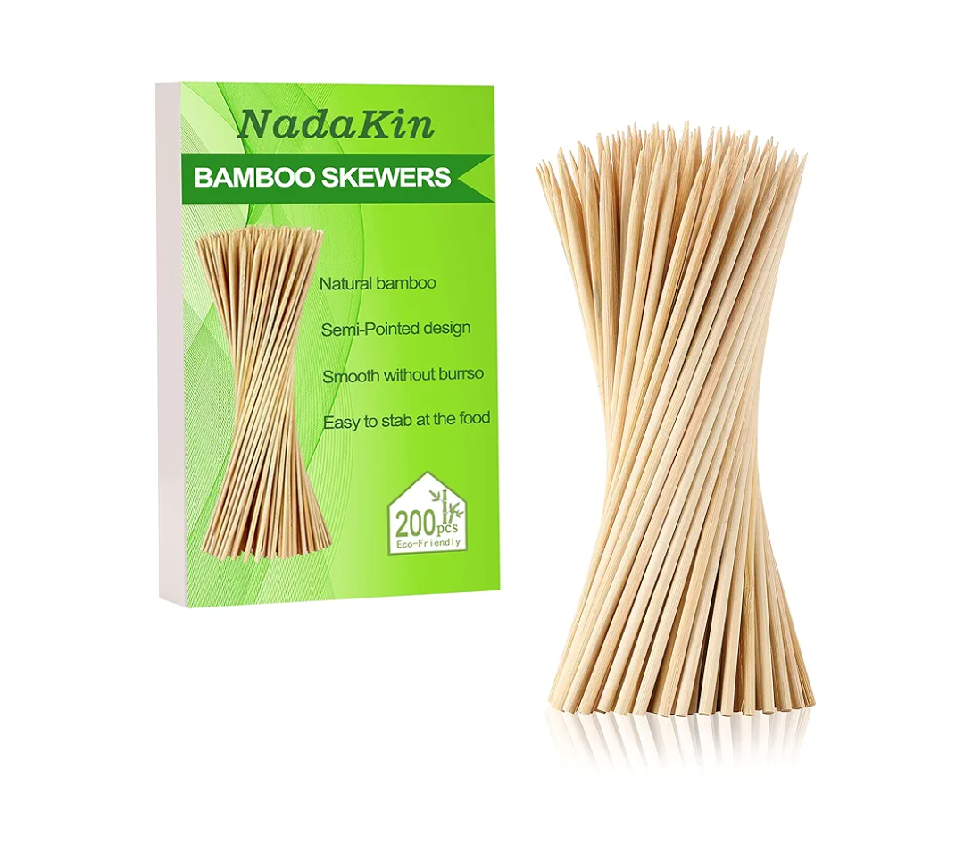 200 PCS Bamboo Skewers, 12 Inch Wooden Skewer for Appetizers, Fruit, Kebabs, Grilling Barbecue, Mini Burger, Sausage, Cocktail Picks for Drinks, Long Toothpicks, Food Sticks Natural, Kitchen Gadget