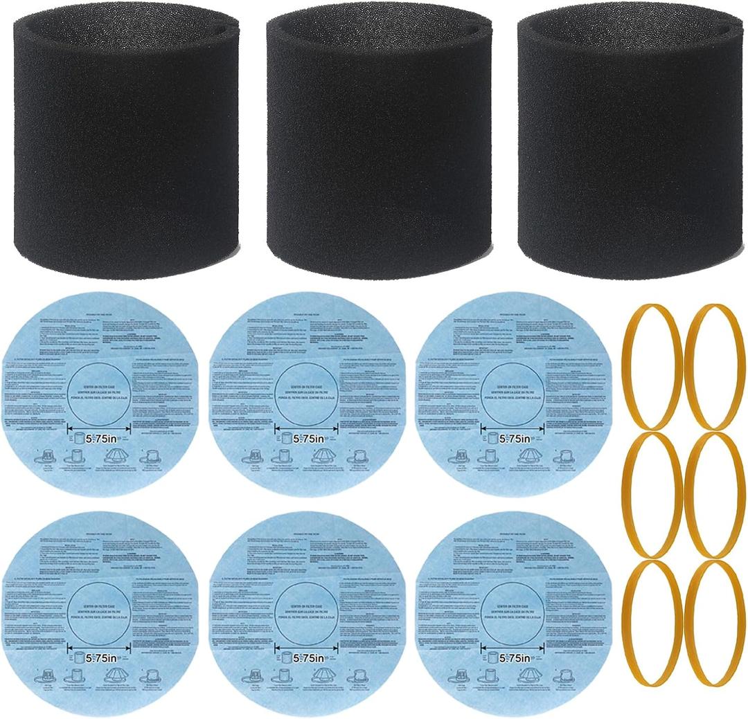 90585 Foam Sleeve & 9010700 Reusable Dry Disc Filter With Retaining Band Compatible With Most Shop-Vac, Vacmaster & Genie Shop Vacuum Cleaner, VF2002 Dry Disc. Part #9010700 and 9013700