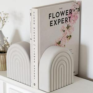 Heavy Book Ends Set of 2, Concrete Bookends for Shelves and Bookshelf Decor, Stylish and Durable Decor, Minimalist Book Ends for Shelves, Perfect for Home and Office, Color Gray