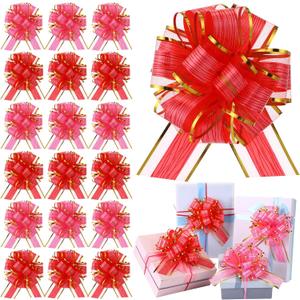WILLBOND 20 Pieces 6 Inch Pull Bows Gift Wrapping Ribbon Pull Bows for Valentine Wedding Baskets Christmas Multicolor Wrap Accessory for Gift Present Holiday Decor(Red, Pink)