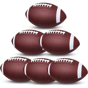 jiaonun 6 Pack Youth Size 6/Official Size 9 Footballs Inflatable for Youth, Junior, Adult, College, High School, Regulation Size Football, American Football, Composite Leather Foot Ball