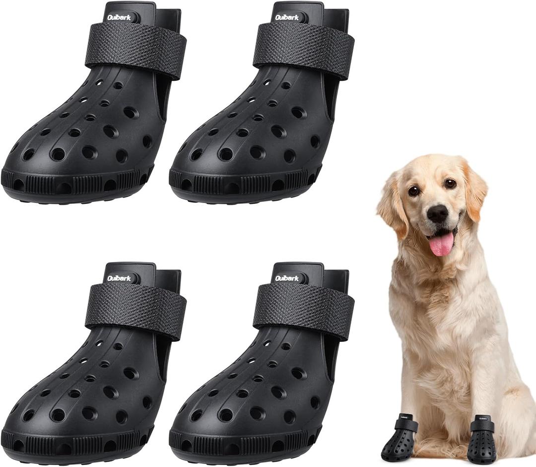 Dog Shoes for Hot Pavement Non-Slip Waterproof Dog Shoes for Medium Dogs Large Size Dogs Easy ON & Off Adjustable Easy-Clean for Beach Outdoor Black Size M: (2.5x2-2.2)(L*W)