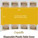 Exquisite 12-Pack Premium Plastic Tablecloth 54in. x 108in. Rectangle Table Cover - Yellow