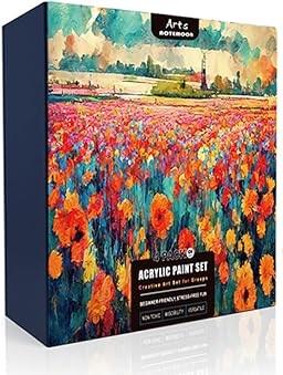 2 Pack Painting Set for Couples or Family Groups, 62 PCS Paint Set with 2 Table Easels,24 Acrylic Paints,6 PreDrawn & Blank Canvases for Painting,24 Brushes,2 Pencils,2 Palettes and Painting Guides