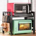 Kitstorack Adjustable Microwave Oven Rack,Microwave Stand Shelf Heavy Duty 2-Tier Shelf with Cutting Boards Stand for Kitchen Shelves Counter Top Organizer, Holds 120lbs,9 Hooks