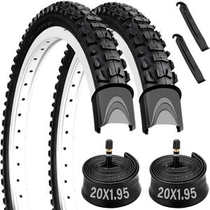 20 inch Bike Tire, 2 Pack 20x1.95 Bike Tire, 20x1.95 Bike Tire and Tube Set with 2 Tire Levers, 53-406 20x1.95 Folding Bike Tire Compatible with 20x1.90 20 x 1.95 20x2.0 Bike Tires and Tubes