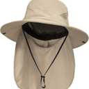 NPJY Sun Fishing Hats with Neck Flap for Men Women UV Sun Protection Safari Hat Wide Brim Bucket Hat