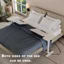 Adjustable Overbed Bedside Table with Wheels Pneumatic Mobile Standing Laptop Desk Rolling Computer Cart Movable Couch Desk Hospital Home Use, White, 31.5 Inches X 15.7 Inches X 24 Inches
