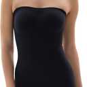 SHAPERX Strapless Shortie Bodysuit for Women Tummy Control Shapewear Seamless Sculpt Body Shaper with Removable Straps (Black Shorts), L\XL