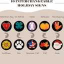 Perfnique Welcome sign for front porch standing, 47 x 7.9 Inch Wooden Leaner Sign with 10 Interchangeable Designed Icons, Seasonal Decor for Spring Easter Fall Christmas(Black)