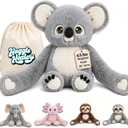 Huggle Healers Weighted Stuffed Animals for Adults, Teens and Kids - 36 Inch Long Plush Arms Grey Stuffed Animal for Hugs - 4.5lb Koala Plushies - Noa Koala