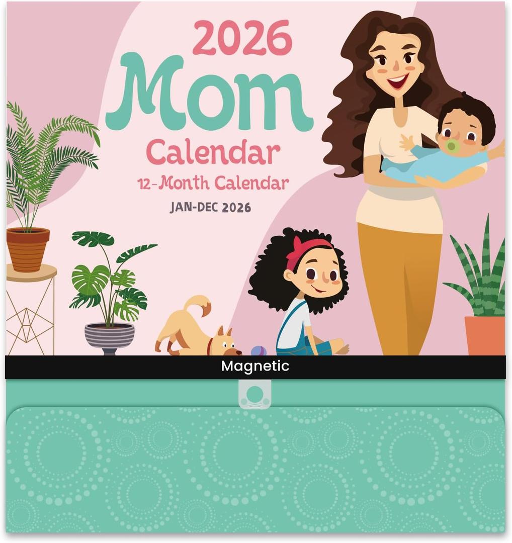 2026 Calendar - Mom Calendar 2026, Magnetic Calendars for Refrigerator, Jan.2026 - Dec.2026, 11.81"x12.38", Family Calendars 2026, Fold-out Wings, Large Pocket, Hanging Hook
