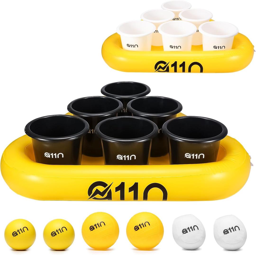 A11N Sports Bucket Toss Game Set  Outdoor Yard Pong Style Game with 12 Buckets & 6 Balls, Fun Lawn Game for Beach, Camping, Tailgating, Backyard, Family & Adult Parties