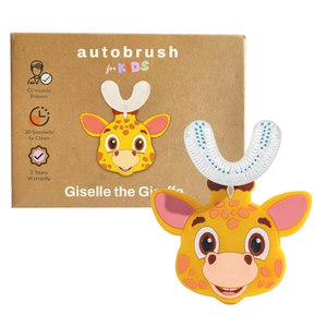 AutoBrush Manual Kids U Shaped Toothbrush with Soft Nylon Bristles (Double-Sided), Ages 3-5, Giraffe