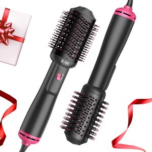 4-in-1 Hair Dryer Brush - Blow Dryer and Styler in One, Hot Air Brush with Oval Barrel for Volumizing, Suitable for All Hair Types,Red Christmas Gifts Red