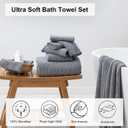 8 Piece Large Grey Family Bath Towel Set-2 Oversized Bath Towel Sheets,2 Hand Towels,4 Washcloths-600GSM Soft Highly Absorbent Quick Dry Beach Chair Towels Woven Towels for Bathroom Hotel and Spa