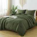 Andency Oversized King Size Comforter Set Olive Green 128x120, 3 Pieces Boho Soft Lightweight Bedding Comforter Sets, Tassel All Season Bed Set (1 Comforter & 2 Pillowcases)