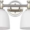 Bathroom Vanity Light, 4-Light Bathroom Light Fixtures Over Mirror, Traditional Vanity Lights for Living Room, Milk White Bell Glass Shades, Standard E26 Base, Polished Nickel