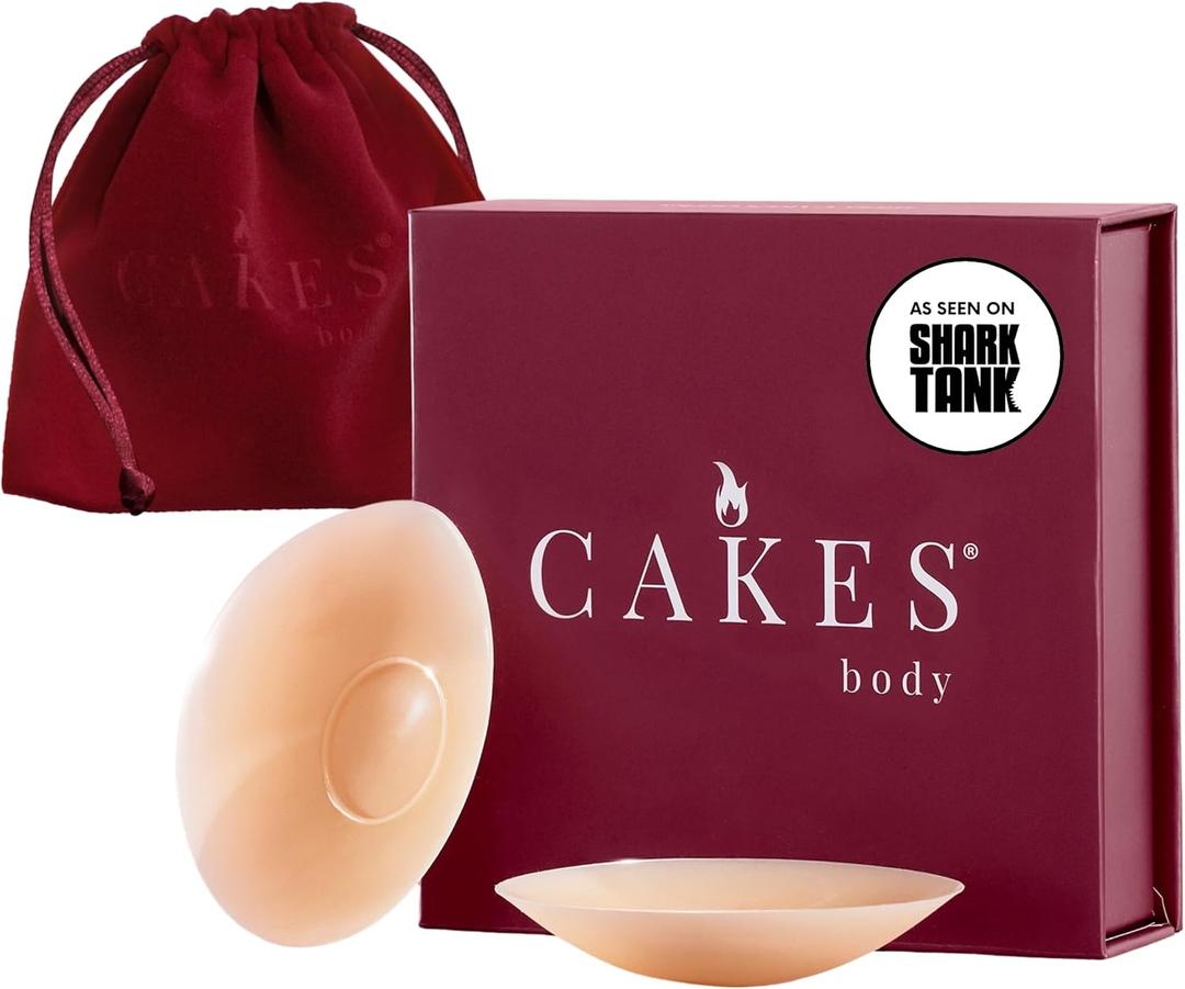 CAKES Body sticky Circle Nipple Covers for Women - The Viral Sticky Boobs With an Adhesive-free nip nook (Plus, Honey)