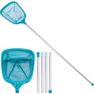 U.S. Pool Supply Swimming Pool 5 Foot Leaf Skimmer Net with 4 Aluminum Pole Sections - 6" Deep Ultra Fine Mesh Netting Bag Basket for Fast Cleaning of The Finest Debris - 60" Long, Clean Spas, Ponds, 6 Foot Standard