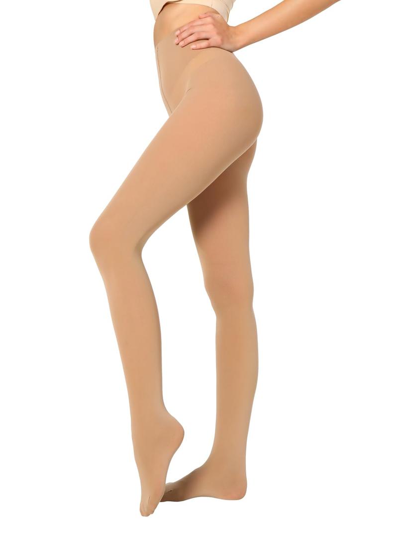 FZPZP Women's 80 Denier Nude Semi Opaque Tights High Waist Soft Solid Color Nylons Footed Pantyhose Stocking XX-Large-3X-Large (XXXL)