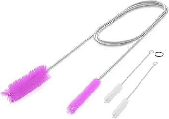 Flexible Drain Cleaning Brush (72" Long) for Drains, Bottles, Bathroom Sink, Bathtub, Shower, and Kitchen Sink, Heavy-Duty Double Ended Nylon with Elastic Hose, Bathroom Cleaning Supplies