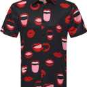 Men's Food Cars Print Shirts Hawaiian Short Sleeve Casual Tropical Funky Button Down Shirt (L)