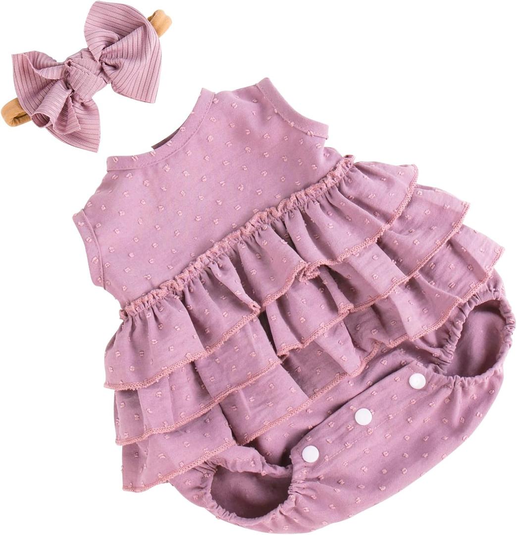 Aori Lifelike Baby Dolls Clothes 20 Inch Purple Dress Clothing Set for 17-20 in Realistic Newborn Doll Girls