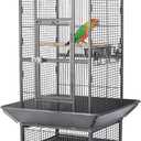 HSM 62 Inch Wrought Iron Large Bird Flight Cage with Rolling Stand for African Grey Parrot Cockatiel Sun Parakeet Conure Lovebird Canary