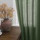 Olive Green Linen Curtains 84 Inches Long for Living Room Back Tab Light Filtering Privacy Semi Sheer Curtains Modern Farmhouse Decor Olive Green Curtain for Bedroom 2 Panels 52x84