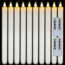 Homemory 12 Pcs Waxy Flameless Taper Candles with Remote, Flickering Battery Operated Taper Candle, Led Flameless Candlesticks Classic Tall Taper Candles for Home, Wedding, Party, White, 9.6 inches