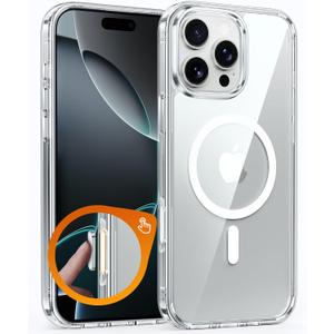 FNTCASE for iPhone 16 Pro Case: Support Camera Control Capture Magnetic Military Grade Drop Protection Anti Yellowing Cell Phone Cover - Rugged Shockproof Transparent Cases, A-Transparent 
