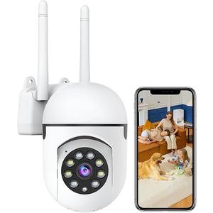 2K Security Camera Wired, 2.4/5GHz Home WiFi Camera, 360 PTZ Baby Monitor with Color Night Vision, Motion Detection, 2-Way Audio, Compatible with Alexa (Black (Wall Mount))