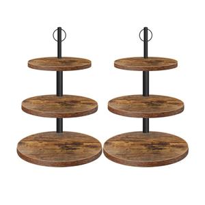 Cupcake Stand, 3 Tier Cake Stands Rustic Dessert Table Display Set Wood Cupcake Tower Cake Stand Tiered Tray Stand for Wedding Birthday Baby Shower 2 Pack