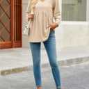 Tankaneo Womens Long Sleeve Shirts V Neck Loose Fit Tunic Tops Babydoll Peplum Top Flowy Dressy Casual Blouse Eyelet T-Shirt (XX-Large)