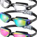 Swim Goggles 3 Pack, Swimming Goggles No Leaking Anti Fog UV Swim Glasses For Adult Men Women Youth