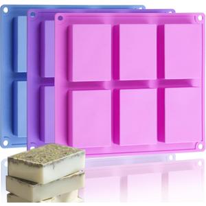 Rectangle Molds Silicone for Deep Chocolate Bar Food Grade Baking Molds for Rice Crispies Treats Cake Chocolate Bar Desserts Ice Cube Wax Melts Soap Homemade Non-stick Molds BPA free DIY Tray Molds
