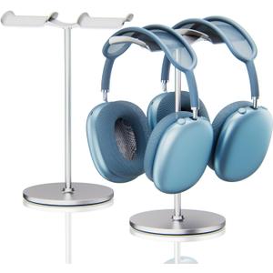 NQQNQQ1PACK Aluminum Dual Headphone Stand for Over-Ear Gaming Headsets  Heavy Base Holder Compatible with Beats, Bose, ATH, AKG. DJ-O (Silver)