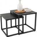 Meluvici Patio Outdoor Coffee Table Set of 2, Weather Resistant Steel Square End Tables, Outdoor Nesting Tables for Patio, Balcony, Bistro and Indoor, Black
