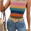 Women's Rerto Floral Tank Tops Graphic Sleeveless Fitted Summer Tops Casual T Shirts Tees (XL)