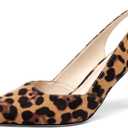 Rilista Women's Slingback Kitten Heels Closed Pointed Toe Backless Wedding Party Dress Pumps Shoes,Leopard/Suede, 9
