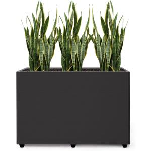 Planter Box Rectangular Block - 241612IN Galvanized Steel Metal Long Box Planter Easy Installation Modern Outdoor Tall Planters All-Weather Use with Drainage Holes for Patio/Porch (Black)