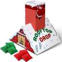 Libima 7 Pcs Christmas Bean Bag Toss Drop Game Roof Top Chimney Santa Claus Gingerbread House Bean Bag Toss Game for Indoor Outdoor Holiday Party Activities Supplies Ideal Gift