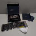 Samsers Ergonomic Foldable Keyboard, KE09U Folding Travel Bluetooth Keyboard with 6-Row Layout, Dual-Mode(2.4G+BTx2) Split Portable Design with USB Slot, for iPhone iPad Smartphone Tablet Laptop PC