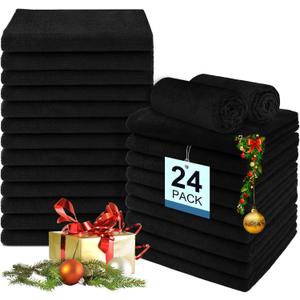24 Pack Salon Towels - Highly Absorbent and Quick Drying Hand Towels, Premium Wash Cloths for Bathroom, Gym, Shower, Hotel, and Spa - 16x27 inch (Black)