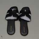 KIDMI Women's Dressy Flat Sandals, Comfortable Slip On Summer Slides, Fashion Open Toe Casual Sandals, Black 9